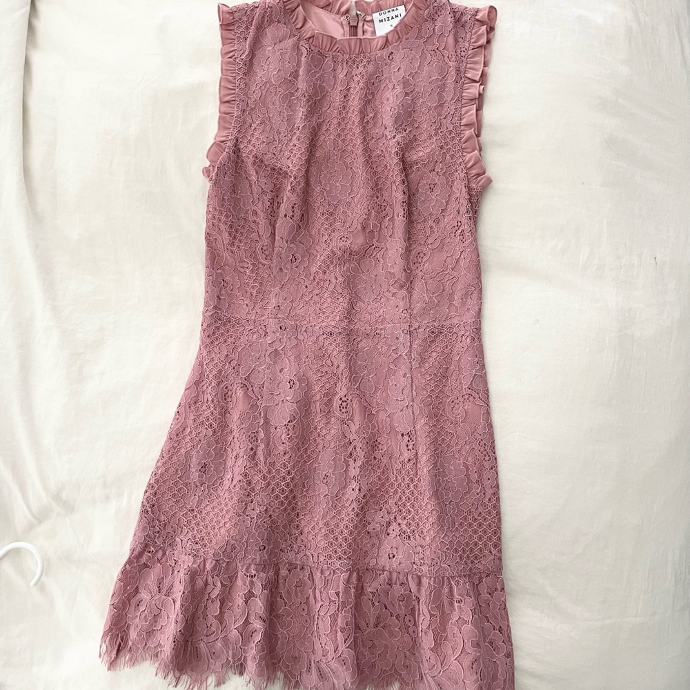 NWT Donna Mizani size small, high neck lace dress